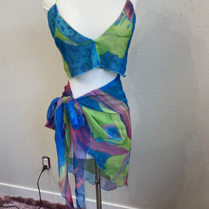 Tropical Resort Handmade Sarong Skirt and Halter Top